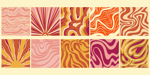 groovy poster y2k retro background set for print vector image