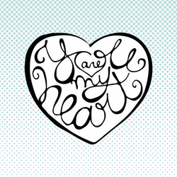 love lettering inside heart shape with halftone vector