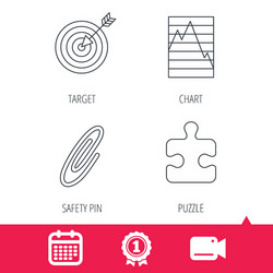 puzzle graph charts and target icons vector image