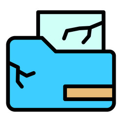 broken folder icon flat vector