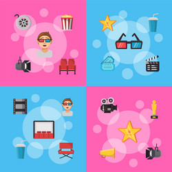 Flat cinema icons infographic concept vector