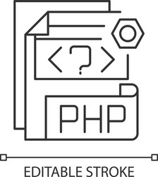 php file pixel perfect linear icon vector image