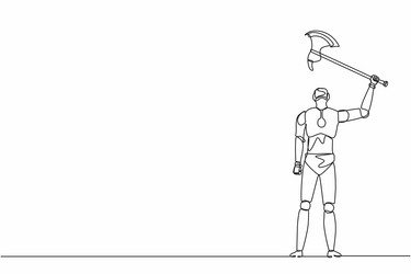 single continuous line drawing robots standing vector image