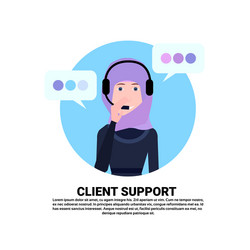 arab call center headset agent woman client vector