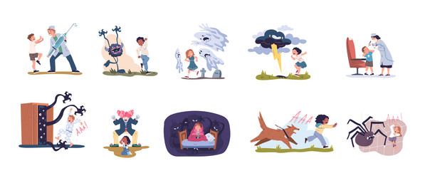 childhood fears children phobias and kids Vector Image