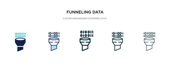 funneling data icon in different style two vector image