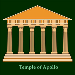 greece temple of apollo outline flat icon vector