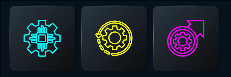set line processor gear and arrows as workflow vector image