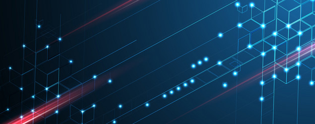 technology banner design with hexagons abstract vector image