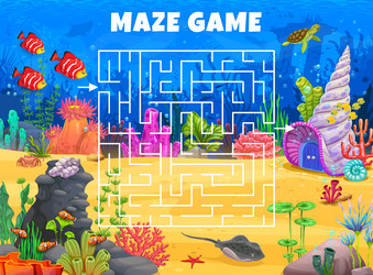 Labyrinth maze game help to fish find sea house vector