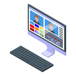 video editor editing videos on desktop computer vector image