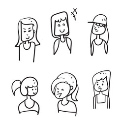 Hand drawn doodle girl character vector