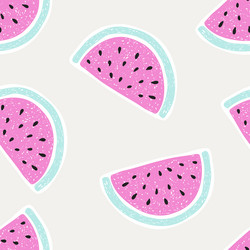 seamless pattern with watermelon in sketch style vector image