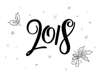 Hand lettering new 2018 year label vector