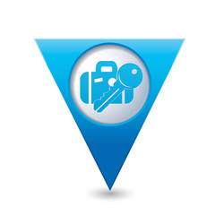 suitecase and key blue triangular map pointer vector image