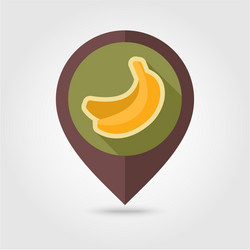 Banana flat pin map icon tropical fruit vector