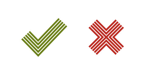 check mark tick and cross linear symbols isolated vector image