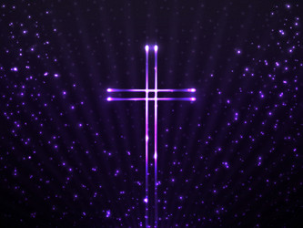 Glowing christian cross on background glitter vector