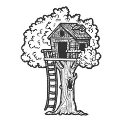 Rustic Treehouse Sketch vector image