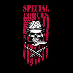 Special Forces Skull with Crossed Cartridges Vector Image
