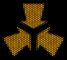 hexagon halftone shrink arrows icon vector