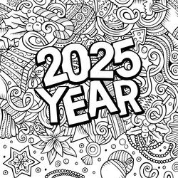 2025 doodles new year objects and elements design vector image