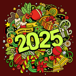 2025 doodles new year objects and elements design vector image