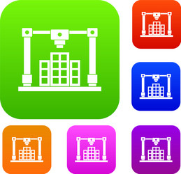 3d printer printing layout of building set color vector image