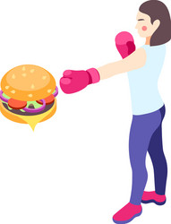 Fighting junk food composition vector