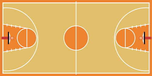 isolated aerial view of a basketball court vector