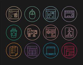 set line software flowchart computer monitor vector image