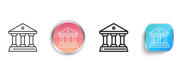 bank icon thin linear regular and button style vector image