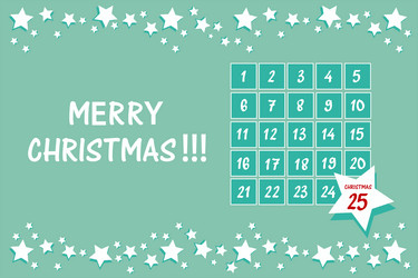 horizontal advent calendar with a frame of white vector image