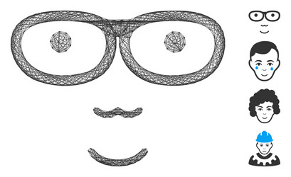 linear nerd face mesh vector image