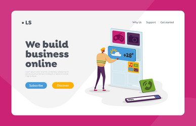 Web ui ux layout development landing page template vector