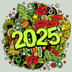 2025 doodles new year objects and elements design vector image