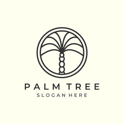 palm tree with minimalist linear and emblem style vector image