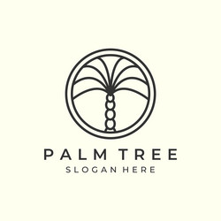 palm tree with minimalist linear and emblem style vector