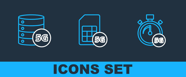 set line digital speed meter 5g server network vector image