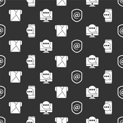 set shield with mail and e-mail chat messages vector image