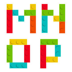 Alphabet set made of toy construction brick vector