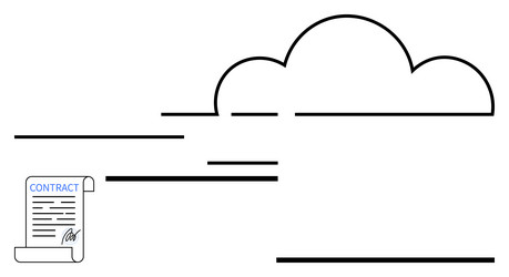digital contract stored in cloud representing vector image
