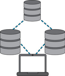 Laptop technology data base center connection vector