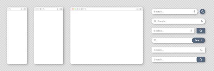 blank internet browser window with various search vector image
