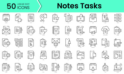 set of notes tasks icons line art style vector image