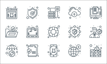 web security line icons linear set quality vector image