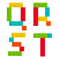 Alphabet set made of toy construction brick vector