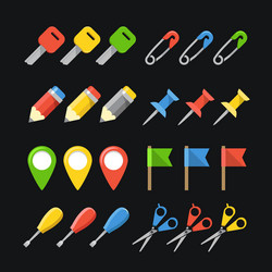 different office stuff web color icons collection vector image