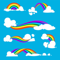 Rainbow with clouds set Royalty Free Vector Image