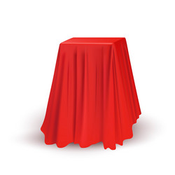 red cloth drapery covering square table silk vector